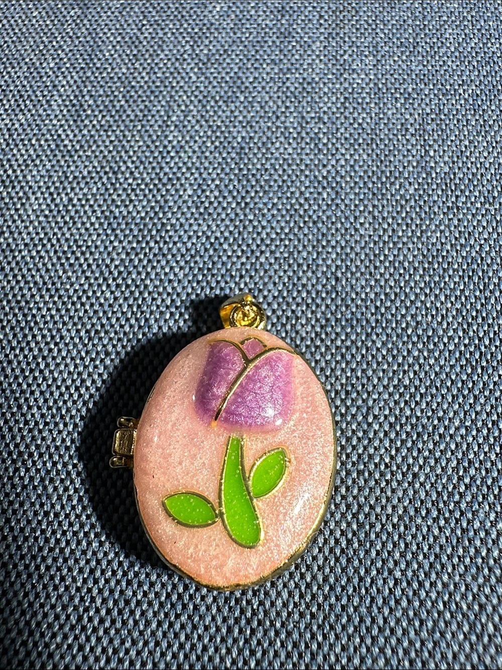 enamel flower locket pendant